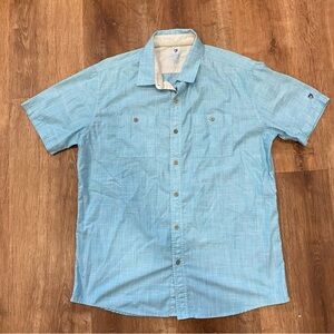 Kuhl Shirt Mens Large Blue Karib Short Sleeve Performance Lightweight Hiking